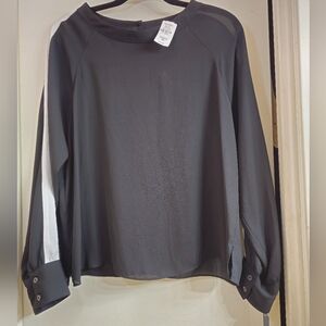 RACHEL Rachel Roy Black and Gray Blouse